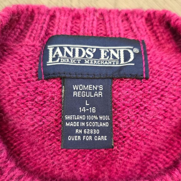 Lands End NWOT Womens Regular Shetland Wool Sweater L 14-16 Made In Scotland - Picture 5 of 6